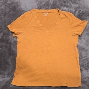 Madewell Mustard Short Sleeve V-Neck Tee